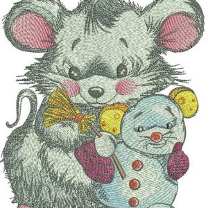 Mouse with snowmouse embroidery design