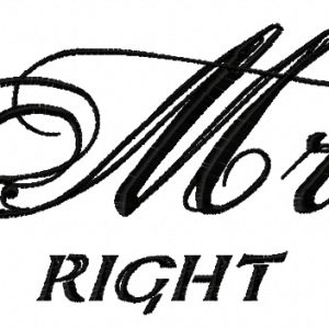 Mr. right embroidery design