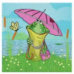 Mrs Frog embroidery design