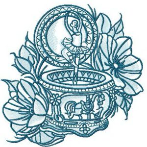 Music box with ballerina embroidery design