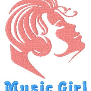 Music girl embroidery design