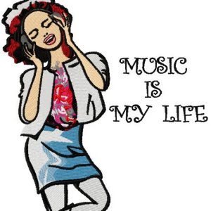 Music is my life embroidery design