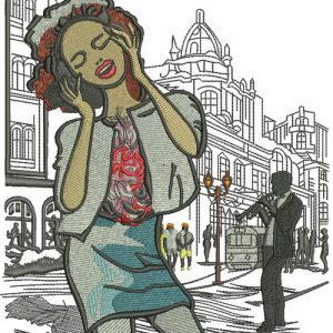 Music lover in Paris embroidery design