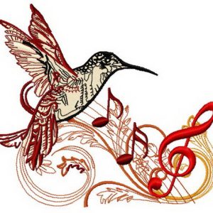 Musical humming-bird 2 embroidery design