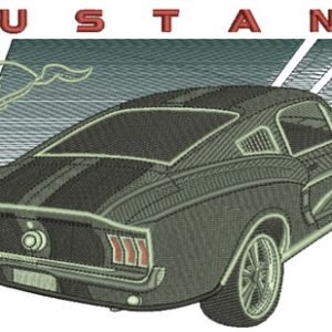Mustang car embroidery design