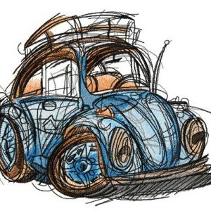 My blue small car embroidery design