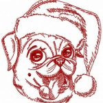 My funny pug-dog embroidery design