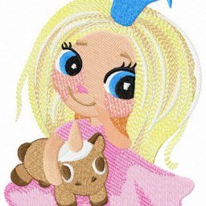 My princess with unicorn toy embroidery design