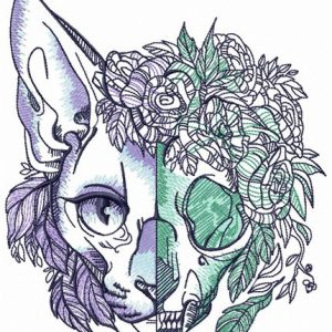 Mystical sphynx embroidery design