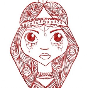 Native American girl embroidery design