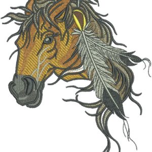Native American's horse embroidery design