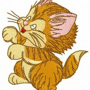 Naughty kitten embroidery design