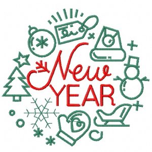 New Year embroidery design