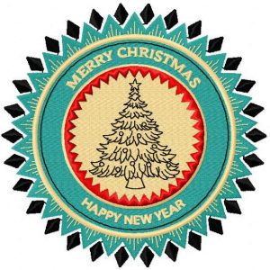 New Year tree badge embroidery design