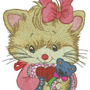 Newborn kitty embroidery design