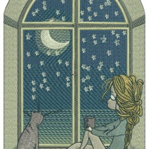 Night near the window embroidery design