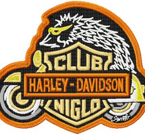 Niglo Harley Davidson Club logo embroidery design