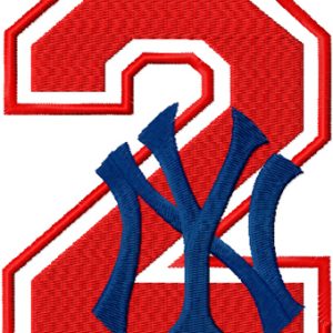 NY Yankees number two with logo embroidery design