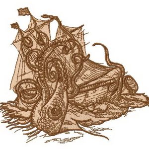 Octopus attack embroidery design