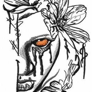 Offended demon embroidery design