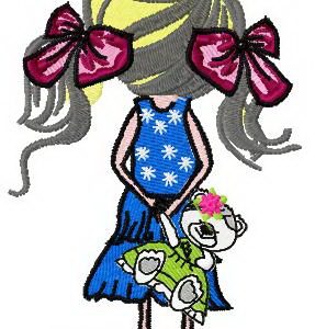 Offended pretty girls embroidery design