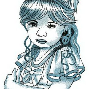 Offended young lady embroidery design