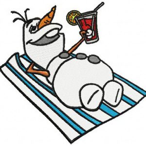 Olaf resting embroidery design
