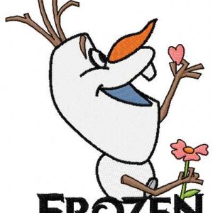 Olaf with flower 2 embroidery design