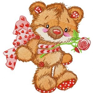 Old bear toy gift embroidery design