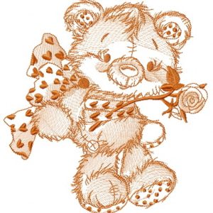 Old bear toy gift sketch embroidery design