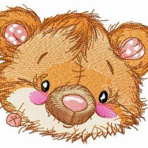 Old bear toy head embroidery design