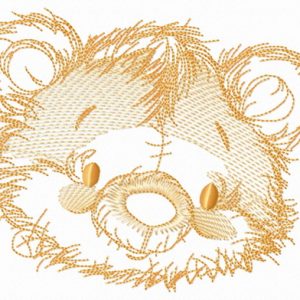 Old bear toy head sketch embroidery design