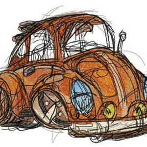 Old brown automobile embroidery design