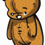 Old plush teddy bear embroidery design