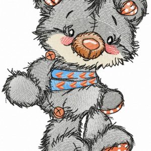 Old sad bear toy embroidery design