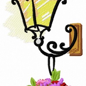 Old-style lantern embroidery design