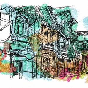 Old town embroidery design
