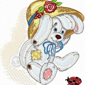 Bunny with Small Bug embroidery design