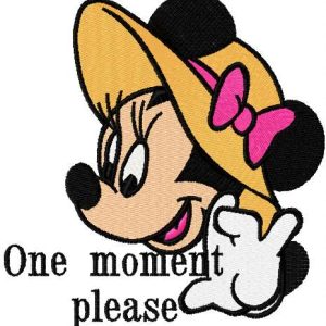 One moment please embroidery design
