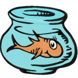 Orange fish in aquarium embroidery design