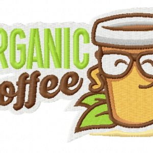 Organic coffee embroidery design