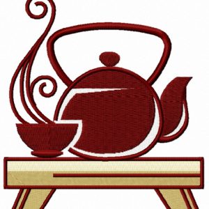 Oriental tea time embroidery design