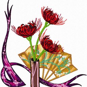Oriental Composition with Flowers  embroidery design