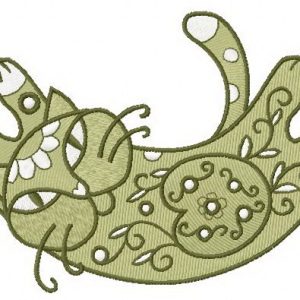 Ornamental cat embroidery design