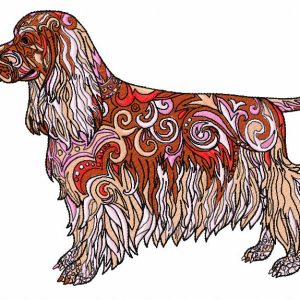Ornamental English Cocker spaniel embroidery design