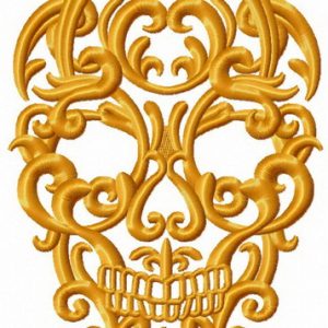 Ornate skull embroidery design