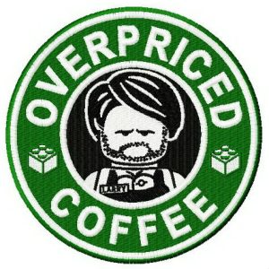 Overpriced coffee embroidery design