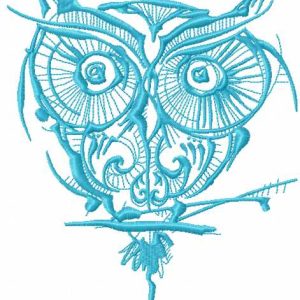 Blue strange owl embroidery design