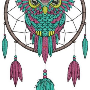 Owl dreamcatcher embroidery design
