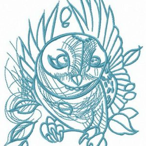 Owl flying embroidery design